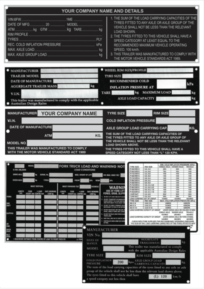 Trailer VIN Plates and Labels