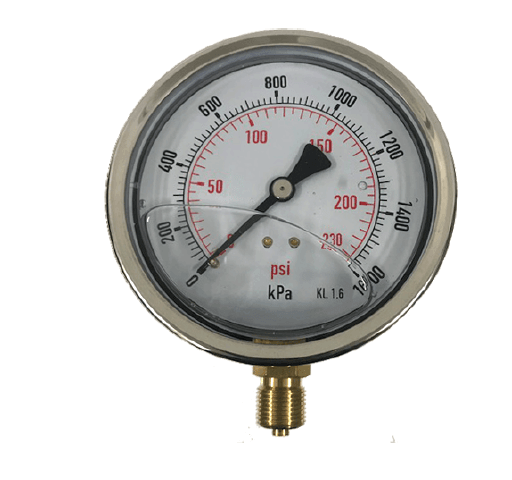 100mm Liquid Filled Pressure Gauge 3/8″ BSPT Bottom Entry