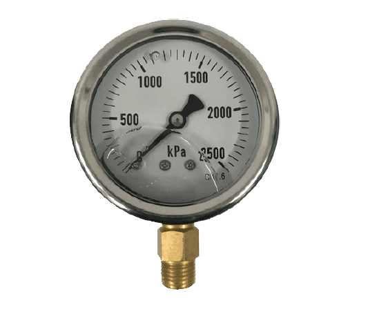 63mm kPa/PSI Dual Scale 1/4″ BSPT Bottom Entry Liquid Filled Pressure Gauge