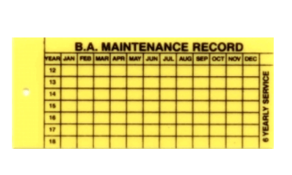 B.A. Maintenance Record Tags - (95mmX40mm)