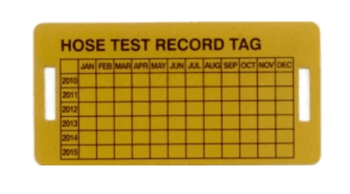 Hose Test Record Tag