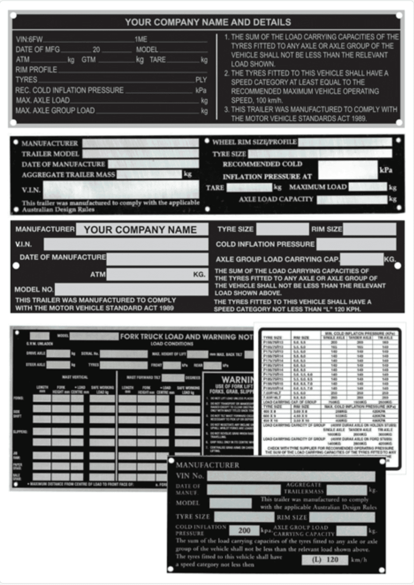 Trailer VIN Plates and Labels