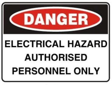 DANGER - ELECTRICAL HAZARD AUTHORISED PERSONNEL ONLY – Part No. D 108