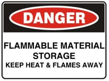 DANGER - FLAMMABLE MATERIAL STORAGE KEEP HEAT & FLAMES AWAY – Part No. D 122