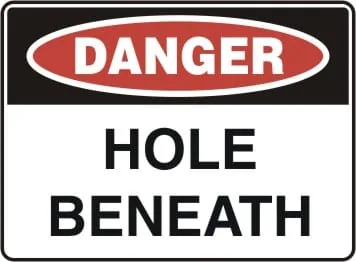 DANGER - HOLE BENEATH – Part No. D 171