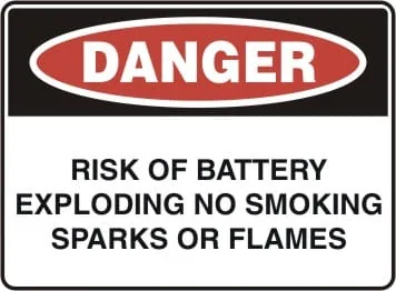 DANGER - RISK OF BATTERY EXPLODING NO SMOKING SPARKS OR FLAMES – Part No. D 178