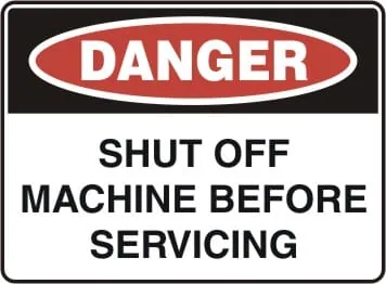 DANGER - SHUT OFF MACHINE BEFORE SERVICING – Part No. D 194