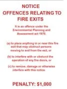 NOTICE OFFENCES RELATED TO FIRE EXITS – Part No. NF-C