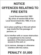 NOTICE OFFENCES RELATED TO FIRE EXITS – Part No. NF-D-A