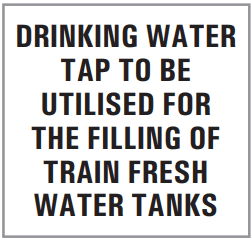 DRINKING WATER TAP TO BE UTILISED FOR THE FILING OF TRAIN FRESH WATER TANKS