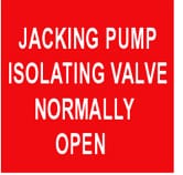 JACKING PUMP ISOLATION VALVE NORMALLY OPEN