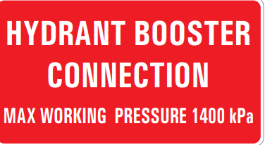 HYDRANT BOOSTER CONECTION MAX WORKING PRESSURE 1400 KPA