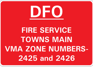 DFO FIRE SERVICE TOWNS MAIN VMA ZONE NUMBERS- 2425 AND 2426