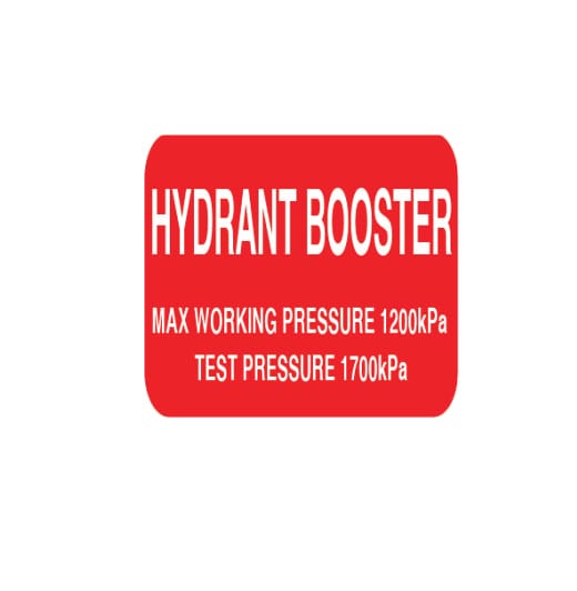 HYDRANT BOOSTER MAX WORKING PRESSURE 1200KPA TEST PRESSURE 1700KPA