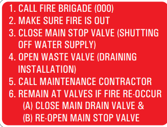 FIRE BRIGADE INSTRUCTIONS