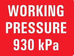 WORKING PRESSURE 930 KPA