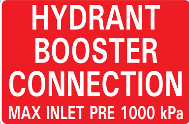HYDRANT BOOSTER CONNECTION MAX INLET PRE 1000 KPA