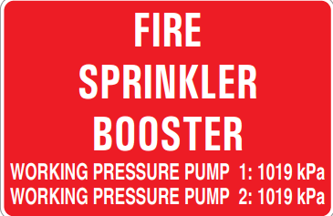 FIRE SPRINKLER BOOSTER WORKING PRESSURE PUMP 1: 1019KPA