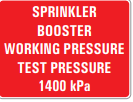 SPRINKLER BOOSTER WORKING PRESSURE TEST PRESSURE 1400KPA