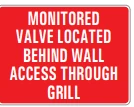 MONITORED VALVE LOCATED BEHIND WALL ACCESS THROUGH GRILL – Part No. PM361