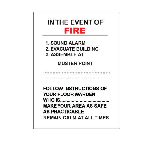 IN THE EVENT OF FIRE